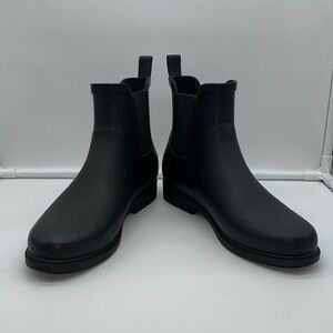 J. Crew Chelsea Black Matte Pull-On Rain Booties, Size 7, Waterproof